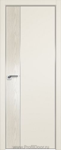 Дверь Profil Doors 100E цвет Магнолия Сатинат кромка Матовый Алюминий с 4-х сторон вставка Дуб SKY Белёный