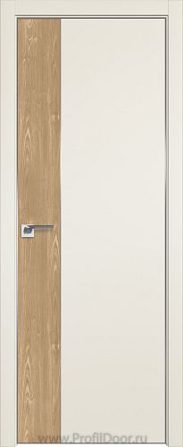 Дверь Profil Doors 100E цвет Магнолия Сатинат кромка Матовый Алюминий с 4-х сторон вставка Каштан Натуральный