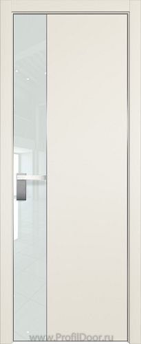 Дверь Profil Doors 100E цвет Магнолия Сатинат кромка Матовый Алюминий с 4-х сторон стекло Lacobel Белый лак