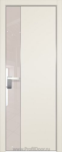 Дверь Profil Doors 100E цвет Магнолия Сатинат кромка Матовый Алюминий с 4-х сторон стекло Lacobel Перламутровый лак