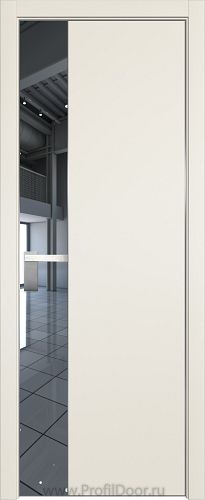 Дверь Profil Doors 100E цвет Магнолия Сатинат кромка Матовый Алюминий с 4-х сторон стекло Зеркало