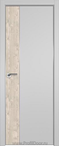 Дверь Profil Doors 100E цвет Манхэттен кромка Матовый Алюминий с 4-х сторон вставка Каштан Светлый