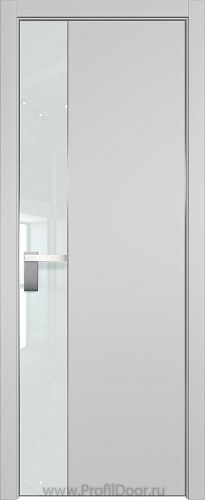 Дверь Profil Doors 100E цвет Манхэттен кромка Матовый Алюминий с 4-х сторон стекло Lacobel Белый лак