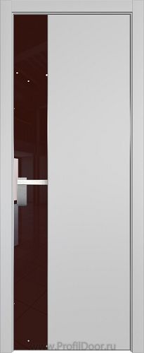 Дверь Profil Doors 100E цвет Манхэттен кромка Матовый Алюминий с 4-х сторон стекло Lacobel Коричневый лак