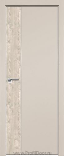 Дверь Profil Doors 100E цвет Санд кромка Матовый Алюминий с 4-х сторон вставка Каштан Светлый