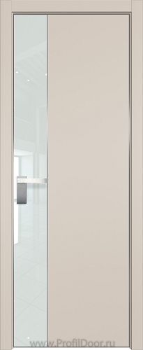 Дверь Profil Doors 100E цвет Санд кромка Матовый Алюминий с 4-х сторон стекло Lacobel Белый лак