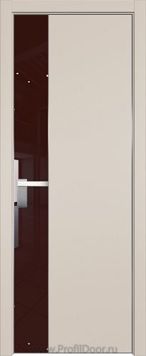 Дверь Profil Doors 100E цвет Санд кромка Матовый Алюминий с 4-х сторон стекло Lacobel Коричневый лак