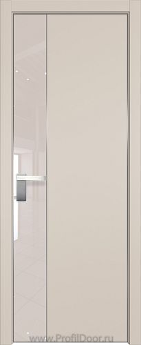 Дверь Profil Doors 100E цвет Санд кромка Матовый Алюминий с 4-х сторон стекло Lacobel Перламутровый лак