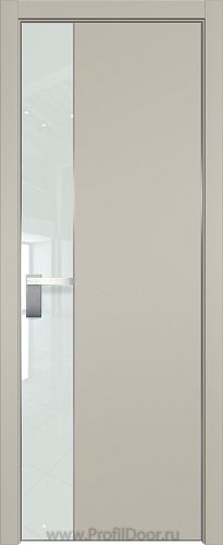 Дверь Profil Doors 100E цвет Шеллгрей кромка Матовый Алюминий с 4-х сторон стекло Lacobel Белый лак