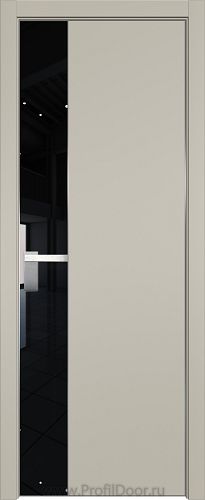 Дверь Profil Doors 100E цвет Шеллгрей кромка Матовый Алюминий с 4-х сторон стекло Lacobel Черный лак