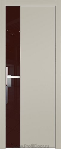 Дверь Profil Doors 100E цвет Шеллгрей кромка Матовый Алюминий с 4-х сторон стекло Lacobel Коричневый лак