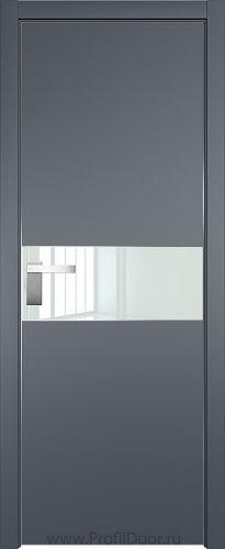 Дверь Profil Doors 104E цвет Антрацит кромка Матовый Алюминий с 4-х сторон стекло Lacobel Белый лак