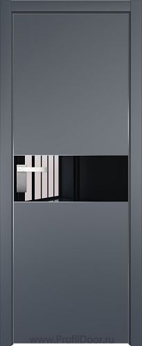 Дверь Profil Doors 104E цвет Антрацит кромка Матовый Алюминий с 4-х сторон стекло Lacobel Черный лак