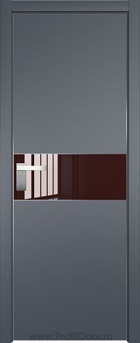 Дверь Profil Doors 104E цвет Антрацит кромка Матовый Алюминий с 4-х сторон стекло Lacobel Коричневый лак