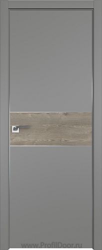 Дверь Profil Doors 104E цвет Грей кромка Матовый Алюминий с 4-х сторон вставка Каштан Темный
