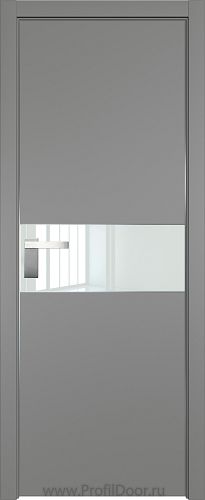 Дверь Profil Doors 104E цвет Грей кромка Матовый Алюминий с 4-х сторон стекло Lacobel Белый лак