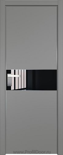 Дверь Profil Doors 104E цвет Грей кромка Матовый Алюминий с 4-х сторон стекло Lacobel Черный лак
