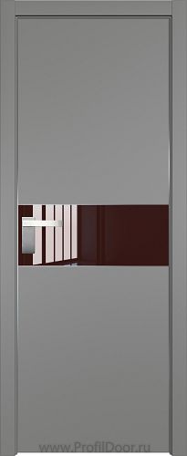 Дверь Profil Doors 104E цвет Грей кромка Матовый Алюминий с 4-х сторон стекло Lacobel Коричневый лак