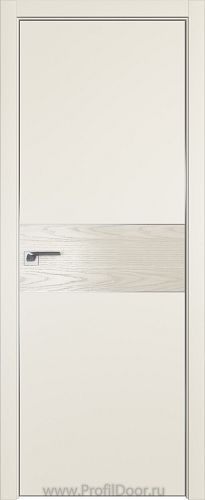 Дверь Profil Doors 104E цвет Магнолия Сатинат кромка Матовый Алюминий с 4-х сторон вставка Дуб SKY Белёный
