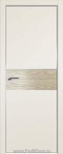 Дверь Profil Doors 104E цвет Магнолия Сатинат кромка Матовый Алюминий с 4-х сторон вставка Дуб SKY Крем