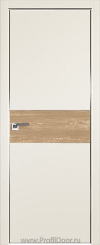 Дверь Profil Doors 104E цвет Магнолия Сатинат кромка Матовый Алюминий с 4-х сторон вставка Каштан Натуральный