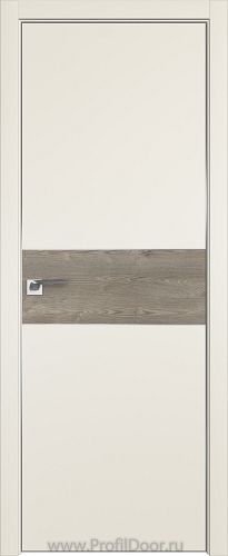 Дверь Profil Doors 104E цвет Магнолия Сатинат кромка Матовый Алюминий с 4-х сторон вставка Каштан Темный