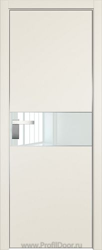 Дверь Profil Doors 104E цвет Магнолия Сатинат кромка Матовый Алюминий с 4-х сторон стекло Lacobel Белый лак