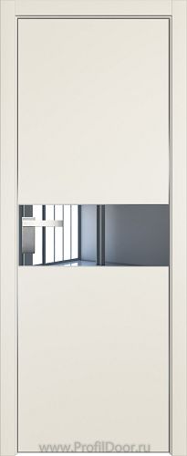 Дверь Profil Doors 104E цвет Магнолия Сатинат кромка Матовый Алюминий с 4-х сторон стекло Зеркало