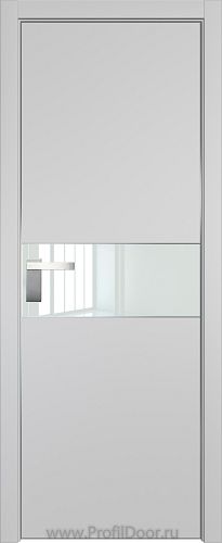 Дверь Profil Doors 104E цвет Манхэттен кромка Матовый Алюминий с 4-х сторон стекло Lacobel Белый лак