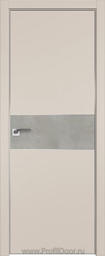 Дверь Profil Doors 104E цвет Санд кромка Матовый Алюминий с 4-х сторон вставка Бетон Платина