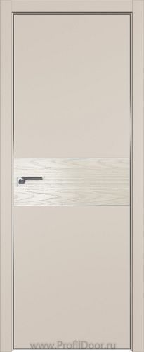 Дверь Profil Doors 104E цвет Санд кромка Матовый Алюминий с 4-х сторон вставка Дуб SKY Белёный