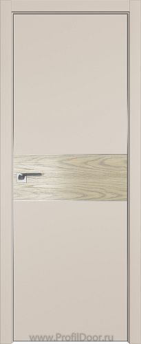 Дверь Profil Doors 104E цвет Санд кромка Матовый Алюминий с 4-х сторон вставка Дуб SKY Крем