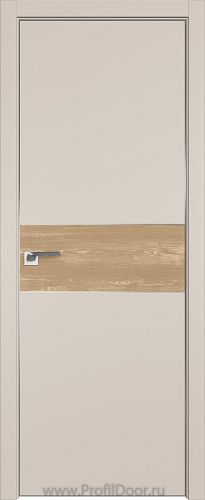 Дверь Profil Doors 104E цвет Санд кромка Матовый Алюминий с 4-х сторон вставка Каштан Натуральный
