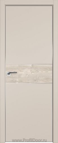 Дверь Profil Doors 104E цвет Санд кромка Матовый Алюминий с 4-х сторон вставка Каштан Светлый