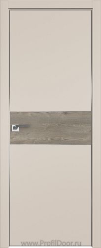 Дверь Profil Doors 104E цвет Санд кромка Матовый Алюминий с 4-х сторон вставка Каштан Темный
