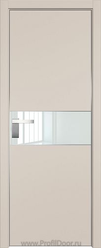 Дверь Profil Doors 104E цвет Санд кромка Матовый Алюминий с 4-х сторон стекло Lacobel Белый лак