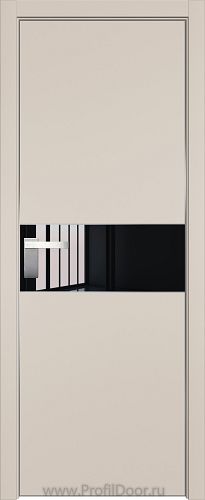 Дверь Profil Doors 104E цвет Санд кромка Матовый Алюминий с 4-х сторон стекло Lacobel Черный лак