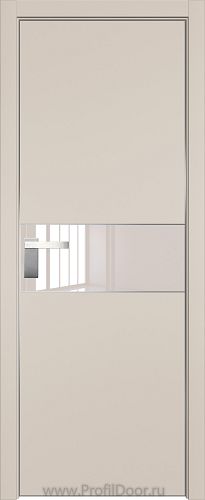 Дверь Profil Doors 104E цвет Санд кромка Матовый Алюминий с 4-х сторон стекло Lacobel Перламутровый лак
