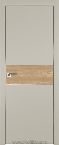 Дверь Profil Doors 104E цвет Шеллгрей кромка Матовый Алюминий с 4-х сторон вставка Каштан Натуральный