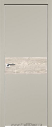 Дверь Profil Doors 104E цвет Шеллгрей кромка Матовый Алюминий с 4-х сторон вставка Каштан Светлый