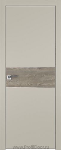 Дверь Profil Doors 104E цвет Шеллгрей кромка Матовый Алюминий с 4-х сторон вставка Каштан Темный
