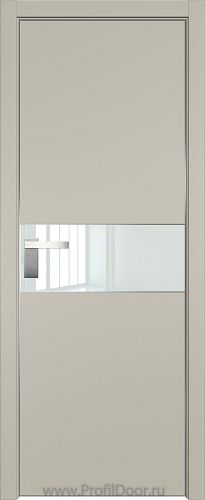 Дверь Profil Doors 104E цвет Шеллгрей кромка Матовый Алюминий с 4-х сторон стекло Lacobel Белый лак