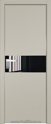 Дверь Profil Doors 104E цвет Шеллгрей кромка Матовый Алюминий с 4-х сторон стекло Lacobel Черный лак