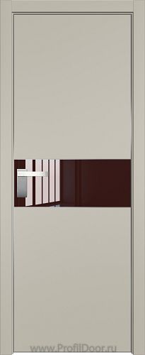 Дверь Profil Doors 104E цвет Шеллгрей кромка Матовый Алюминий с 4-х сторон стекло Lacobel Коричневый лак