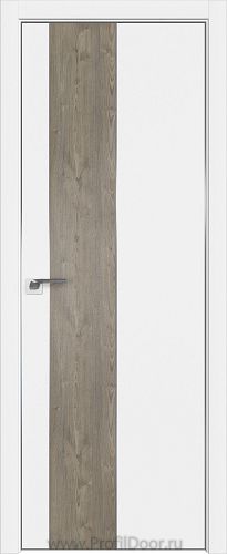 Дверь Profil Doors 105E цвет Аляска кромка Матовый Алюминий с 4-х сторон вставка Каштан Темный