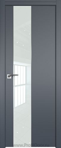 Дверь Profil Doors 105E цвет Антрацит кромка ABS в цвет с 4-х сторон стекло Lacobel Белый лак