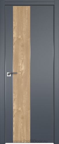 Дверь Profil Doors 105E цвет Антрацит кромка Матовый Алюминий с 4-х сторон вставка Каштан Натуральный