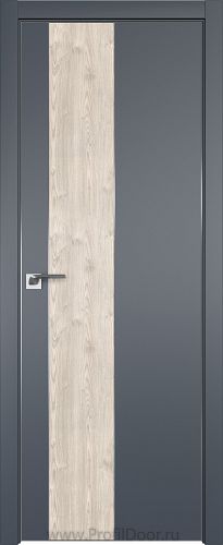 Дверь Profil Doors 105E цвет Антрацит кромка Матовый Алюминий с 4-х сторон вставка Каштан Светлый