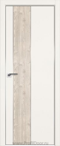 Дверь Profil Doors 105E цвет ДаркВайт кромка Матовый Алюминий с 4-х сторон вставка Каштан Светлый