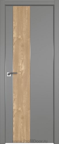 Дверь Profil Doors 105E цвет Грей кромка Матовый Алюминий с 4-х сторон вставка Каштан Натуральный